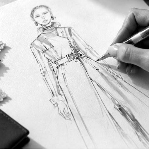 Modeillustration eines Mantels mit Stoffmustern